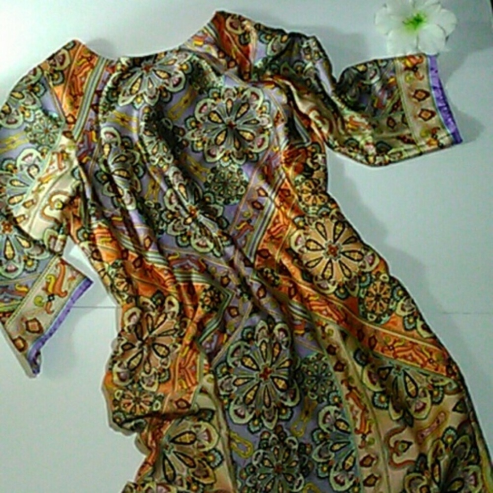 Bethany brilliant, colorful silky slip dress SZ 10